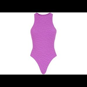 Fendi X Skims Purple Textured Racerback Bodysuit